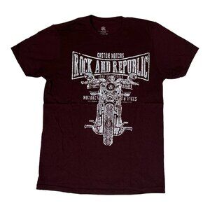 Rock & Republic T-Shirt Size Medium Motorcycle Biker Graphic Maroon Y2K